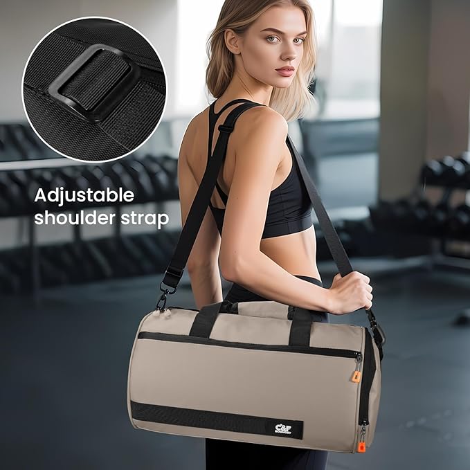 C&F BOGMOST Small Travel Duffel Bag,Compact Sports Small Gym Bag with Shoes Compartment,Lightweight Duffel Bag for Men & Women,Personal Item Travel Bag Weekender Bags for Travel Sports Gym -Khaki