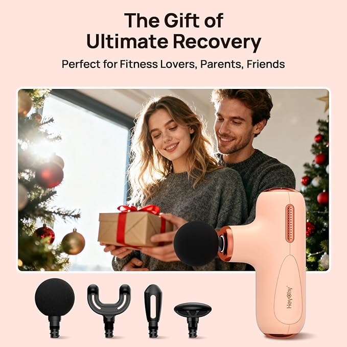 Super Mini Massage Gun, Deep Tissue Muscle Massager for Pain Relief, Portable 5-Speed Percussion Gun with 4 Attachments, Quiet for Athletes, Home, Office & Travel, Gift for Men & Women, Cream