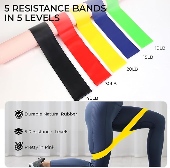 Pilates Ring and Ball Set with Resistance Bands Exercise Ball for Women, Pilates Equipment Essentials Kit 14'' & 12'' Pilates Rings, 2 Pilates Balls with Pump, 5 Bands for Home Workouts