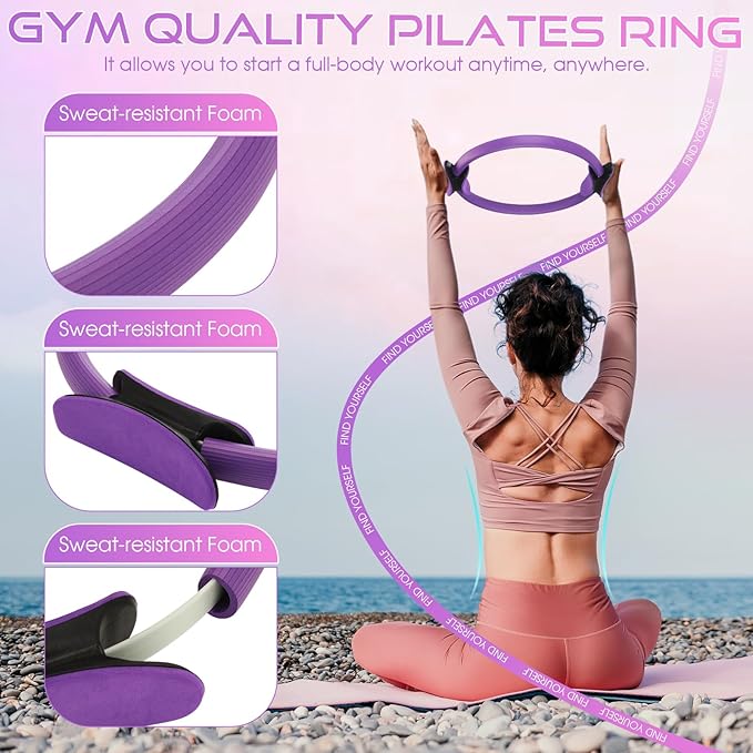 Home Pilates Essentials Kit for Women Pilates Equipment Set with Yoga Ball Resistance Band, Circle, Yoga Ring Circle Set for Beginners Home Workouts Legs Arms and Thighs
