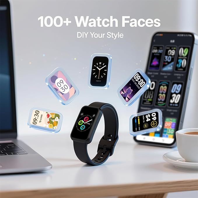 Fitness Tracker Watch for Women & Men, 1.47" HD with Bluetooth, 24/7 Heart Rate & Blood Oxygen Monitor, Sleep & Step Counter, 100+ Sports Modes, IP68 Waterproof, Compatible with Android iOS White