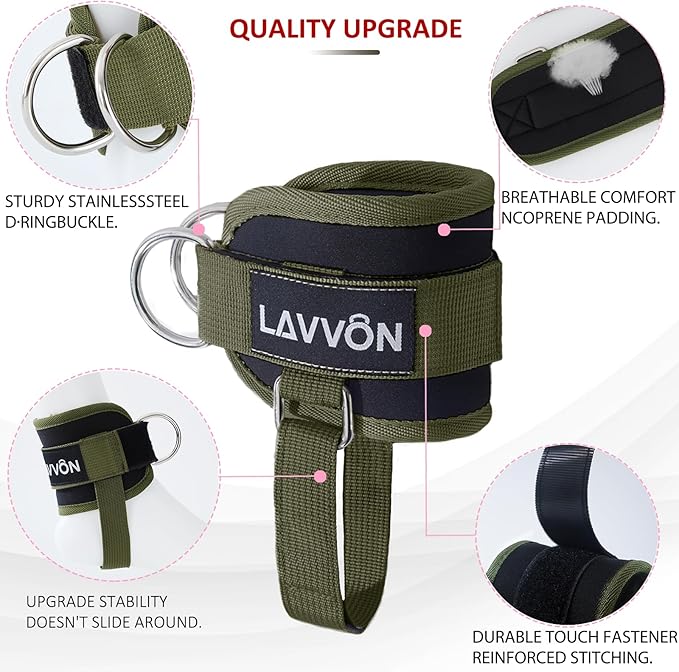 Ankle Straps for Cable Machines Kickbacks - Adjustable Comfort Ankle Cable Attachments for Gym Ankle Cuff Cable Machine Glute Kickback Straps - Leg Extensions, Curls & Ankle Cuffs Women