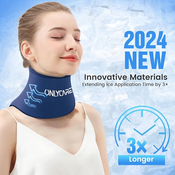 ONLYCARE Neck Ice Pack Wrap Gel - Upgraded Shoulder Ice Packs for Injuries Reusable, Hot and Cold Compress Ice Packs for Neck, Relief of Pain, Office Pressure, Swelling, Sprains