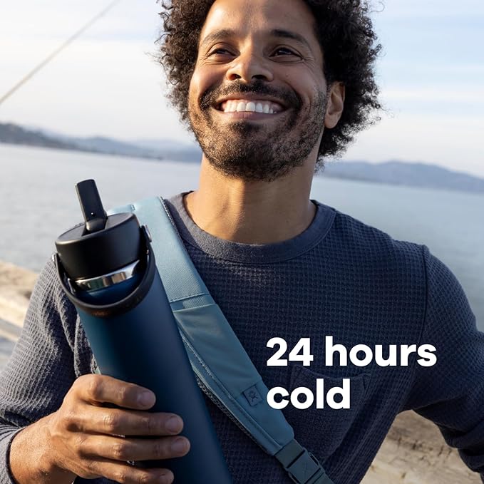 Hydro Flask Water Bottle - Insulated Stainless Steel - Wide Mouth Flex Straw Lid, Non Spill, Leakproof and Refillable in 40 Oz Stainless Steel Lime