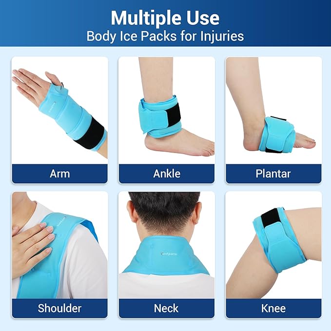 Comfytemp 24.5" Extra Long Wrist Ice Pack Wrap for Carpal Tunnel Relief, Reusable Gel Wrist Brace Hot Cold Compress for Hand Forearm Pain, Injuries, Arthritis, Surgery Gift, 2 Packs