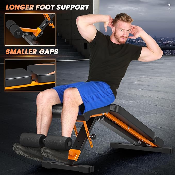 700LBS Adjustable Weight Bench with Headrest - Bonvork Foldable Workout Bench Press with Thickened Steel for Home Gym,Incline Strength Training Exercise Bench for Full Body with 3 Sec Fast Folding