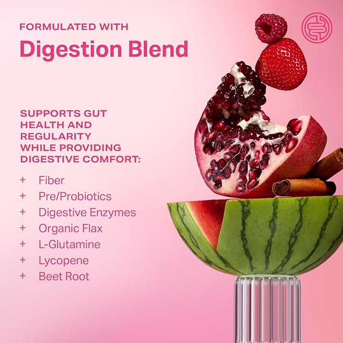 Proper, The Pinks Digestion and Bloat Relief. Drink Mix with Gut Health Probiotics, Prebiotics, Beet Root & Enzymes for Digestive Support. Bloating and Microbiome Supplement for Women and Men