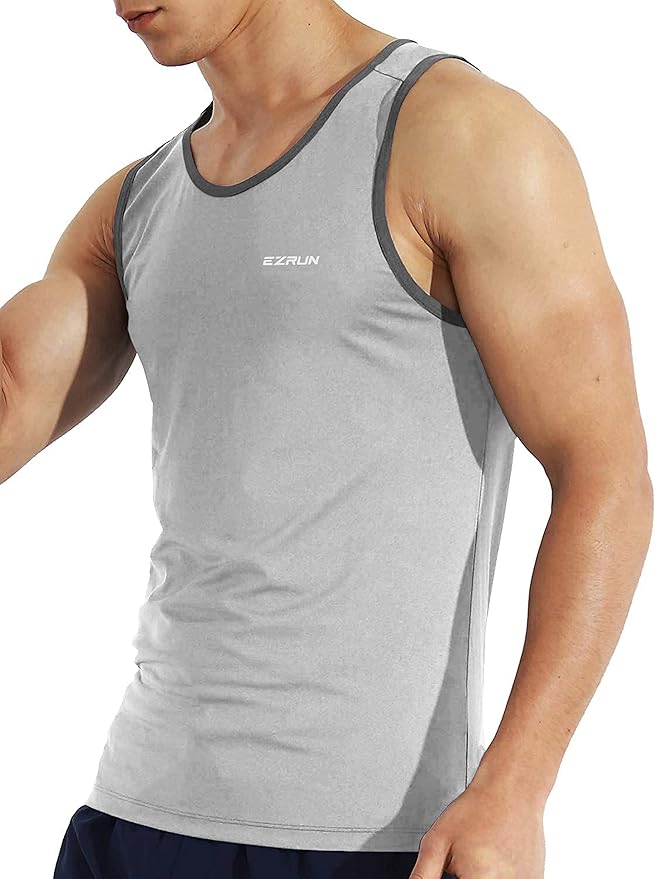 EZRUN Men's Quick Dry Sport Tank Top for Bodybuilding Gym Athletic Jogging Running,Fitness Training Workout Sleeveless Shirts