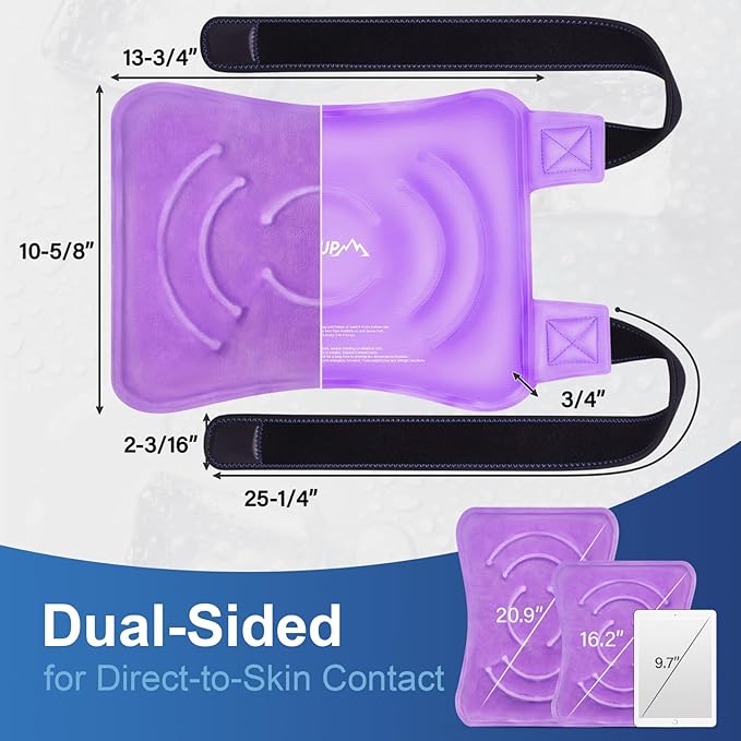 APEXUP Ice Pack for Knee Pain Relief, Large Reusable Wrap After Surgery, Flexible Gel Cold Pack for Injuries, Pain Relief for Back, Shoulder, Elbow, Ankle and Leg (Purple, L 1PK)