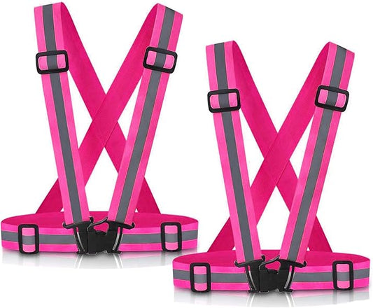 Reflective Vest Running Gear, 2Pack High Visible Safety VES for Cycling Jogging Running Walking, Adjustable for Men Women Kids