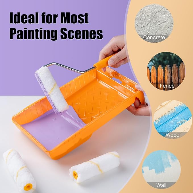Mister Rui Paint Roller Kit 22 Piece, 4" 2" Paint Rollers, Foam Paint Roller, Microfiber Roller Covers for Painting Walls, Small Paint Roller, Mini Rollers for Painting Furniture, Stenciling