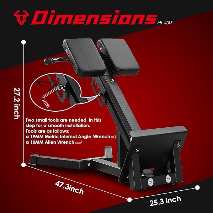 FANATICS Roman Chair Back Extension Machine Hyperextension Bench Reverse Hyper Lower Back Exercise Equipment Multi-Functional Core and Glute Workout Bench for Home Gym