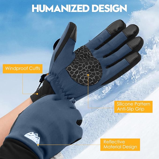 Bruvoalon Winter Gloves for Women & Men, 3M Thermal Insulation, Lycra Fabric, Windproof, Touchscreen, Anti-Slip, Cold Weather