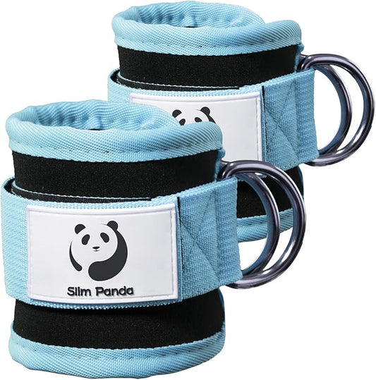 Slim Panda Ankle Strap for Cable Machine,Ankle Cuff for Kickbacks, Booty Hip Abductors,Glute Workouts, Leg Extensions, Curls for Men and Women, Adjustable with Double D-Rings