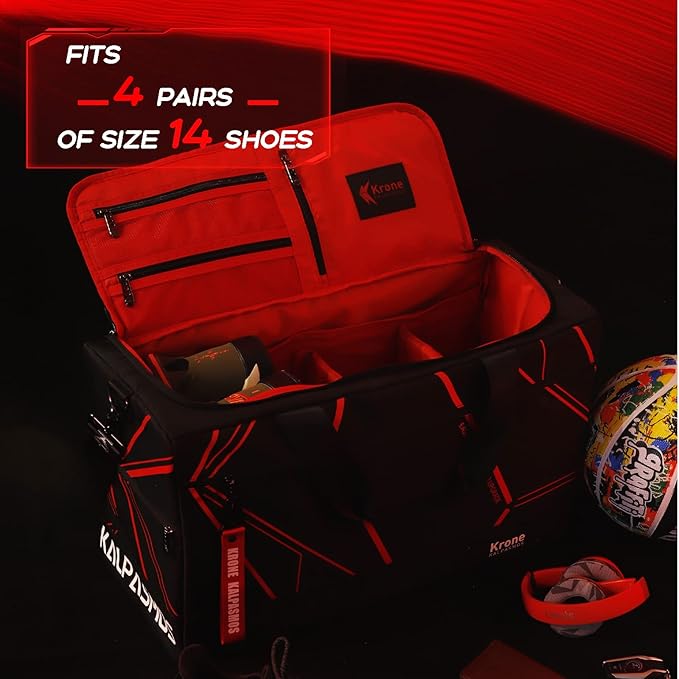 Sneaker Bag, Sport Duffel Bag for Men Women, Gym Bag, Gear Bag, Krone Kalpasmos Versatile Travel Duffel Bag with 3 Removable Dividers, Designer Collection