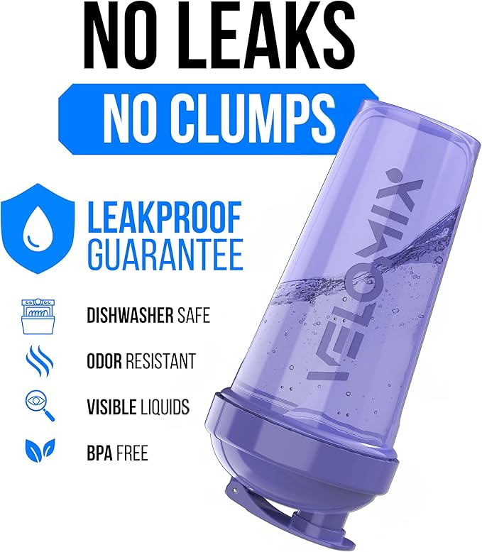 VELOMIX -2 Pack- 28 oz Protein Shaker Bottles for Protein Mixes - 2x Wire Whisk | Leak Proof Shaker Cups for Protein Shakes and Pre Workout | Protein Shaker Bottle Pack (Pink/Purple)