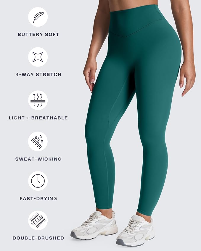 Aoxjox High Waisted Workout Leggings for Women Tummy Control Buttery Soft Yoga Metamorph Deep V Pants 26"