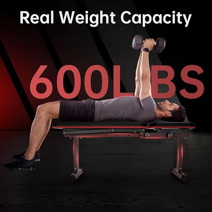 PASYOU Flat Weight Bench, Adjustable Strength Training Bench, Workout Bench for Home Gym, Multifunctional Exercise Bench