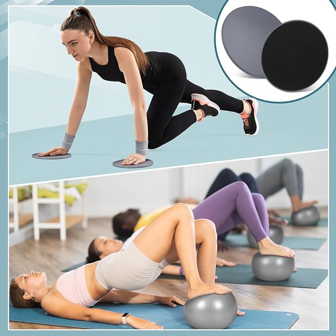 Poen 18 Pcs Pilates Ring Kit Home Pilates Ring Circle and Ball Set for Women Yoga Fitness Set with 5 Resistance Band Stretching Strap Non Slip Sock Ball Core Slider Wristband Headband Gym Bag