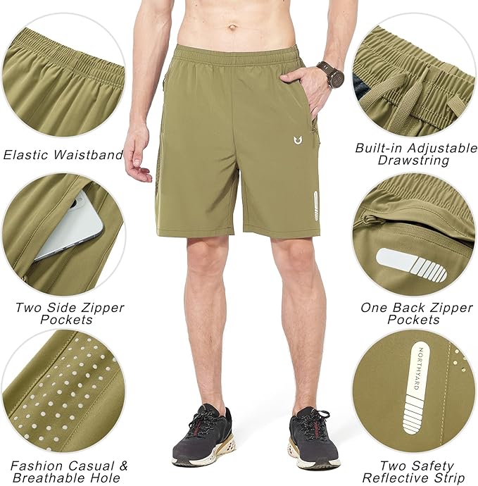 NORTHYARD Men's Athletic Running Shorts Quick Dry Workout Shorts 7"/ 5"/ 9" Lightweight Sports Gym Basketball Tennis Hiking