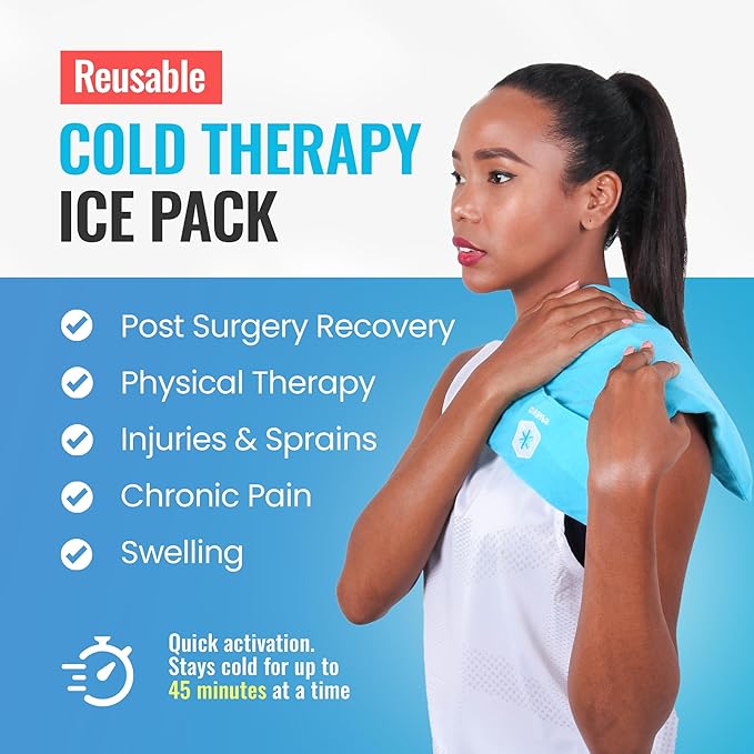 ICEWRAPS 10”x14” Reusable Ice Pack with Soft Fabric Cover - Multipurpose Flexible Cold Therapy Clay Ice Packs for Knee and Back Swelling, Injury, and Chronic Pain Relief, Adjustable Cold Packs