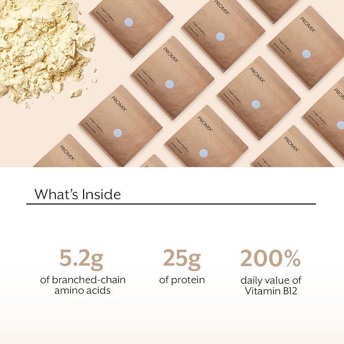 ProMix Nutrition Plant-Based Vegan Protein Powder, Unflavored - Pea Protein & Vitamin B-12 - Post Workout Fitness & Nutrition Shakes, Smoothies, Baking & Cooking Recipes - 2.5 Pound (Pack of 1)