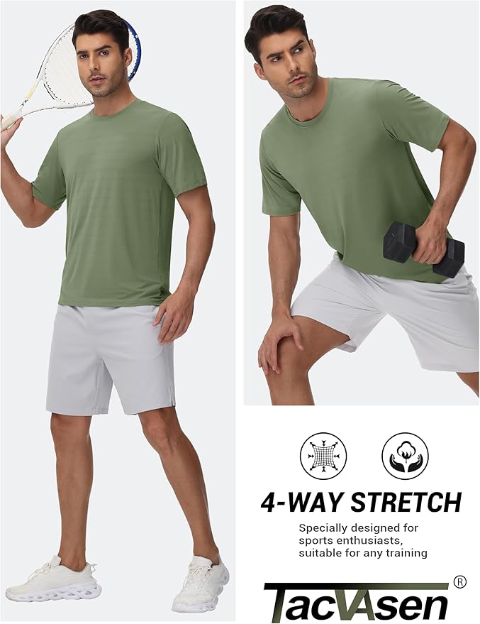 TACVASEN Men's Lightweight Athletic T-Shirts Quick Dry Workout Gym Tops Short Sleeve Running Tee Shirt Performance Activewear