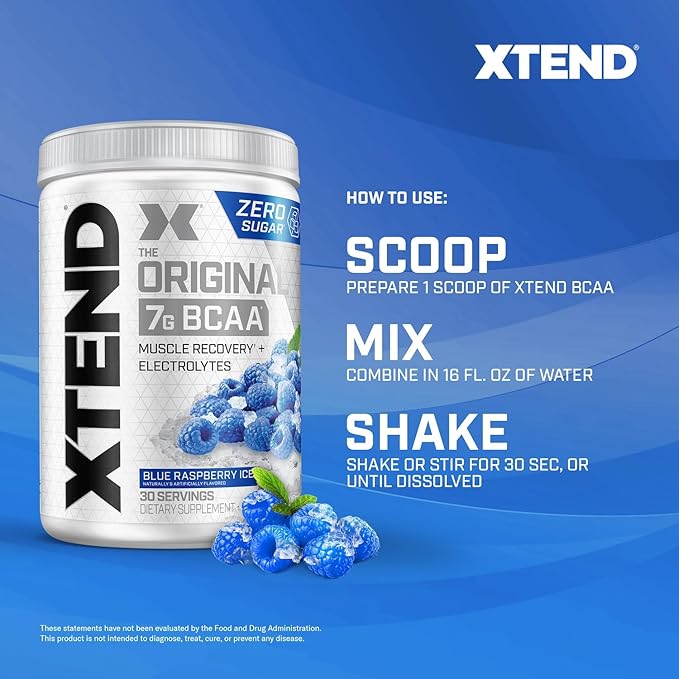 Xtend XTEND Original BCAA Powder 7g BCAA and 2.5g L-Glutamine, Sugar Free Post Workout Muscle Recovery Drink with Amino Acids for Men & Women, 30 Servings
