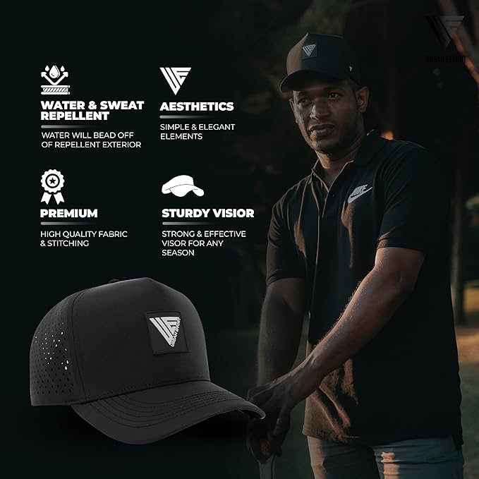 Urban Effort Hydro Performance Hat-Water-Resistant Baseball Cap-Men and Women-Great Snapback for Golf, Adventure,Lake,Workout