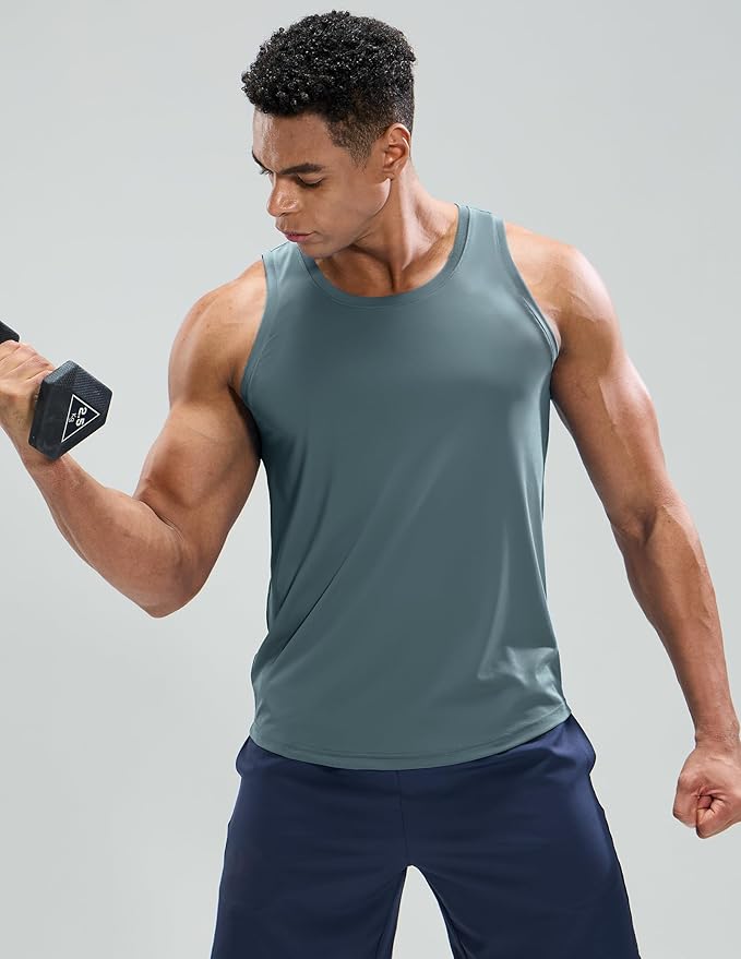 MIER Men's Tank Tops Workout Sleeveless Tee Shirts Muscle Athletic Gym Running Beach Tanks for Men, Quick Dry