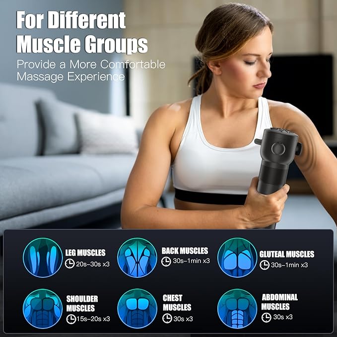 Massage Gun, Deep Tissue Back Massage for Athletes for Pain Relief, Percussion Massager with 3 Massages Heads & 8500 RPM Brushless Motor, Gifts for Muscle,Black