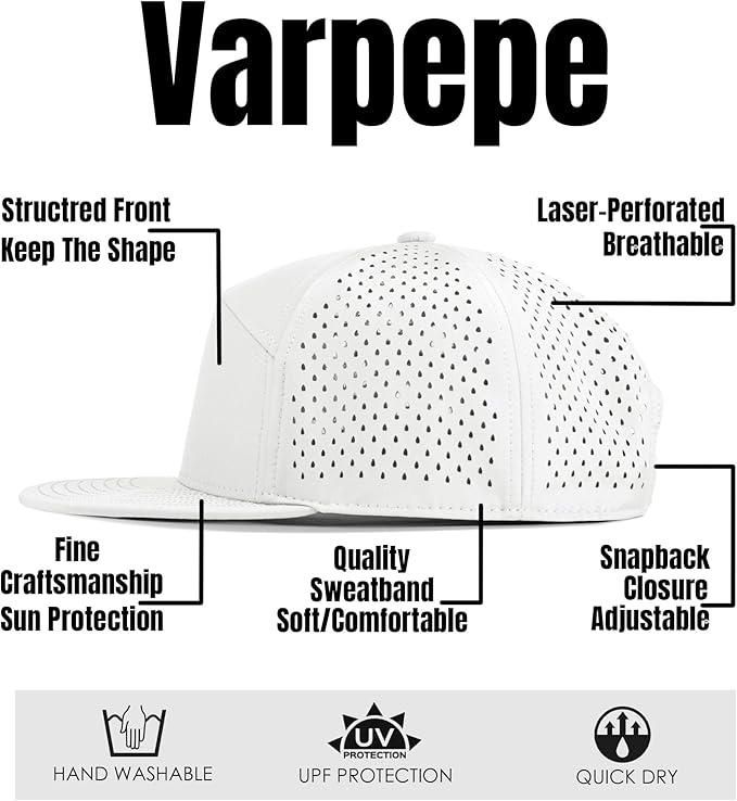 Performance Snapback Hats for Men Women,Flat Bill Cap,Golf,Running,Workout