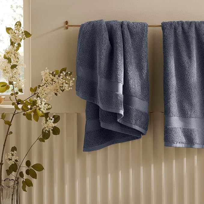 BOLL & BRANCH Plush Bath Sheet Set - Mineral - 6 Piece - Includes 2 Oversized Bath Sheets, 2 Hand Towels & 2 Washcloths - 100% Organic Cotton - Ultra Soft & Luxurious - Quick Absorbing