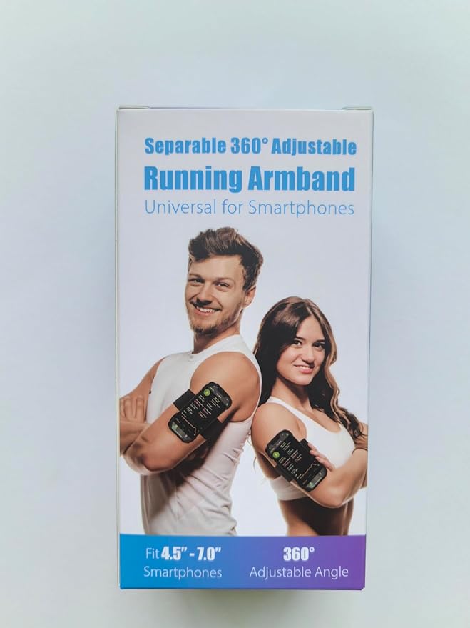 Cikyner Running Armband, 3 in 1 360° Rotatable & Detachable Sports/Bicycle Phone Holder for 4.5-7'' Smartphones, Ideal for Gym, Jogging, Hiking