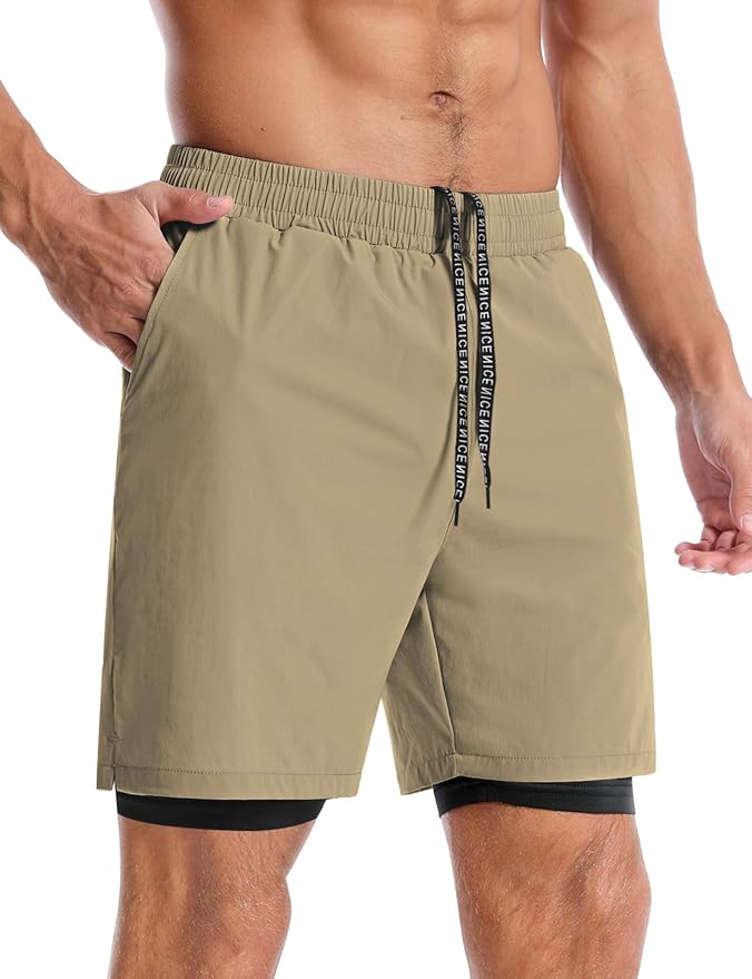 Aolesy Men's 5''/7'' Running Shorts Quick Dry Workout Gym Shorts with Pockets, Tennis Training Athletic(Linerless & Liner)