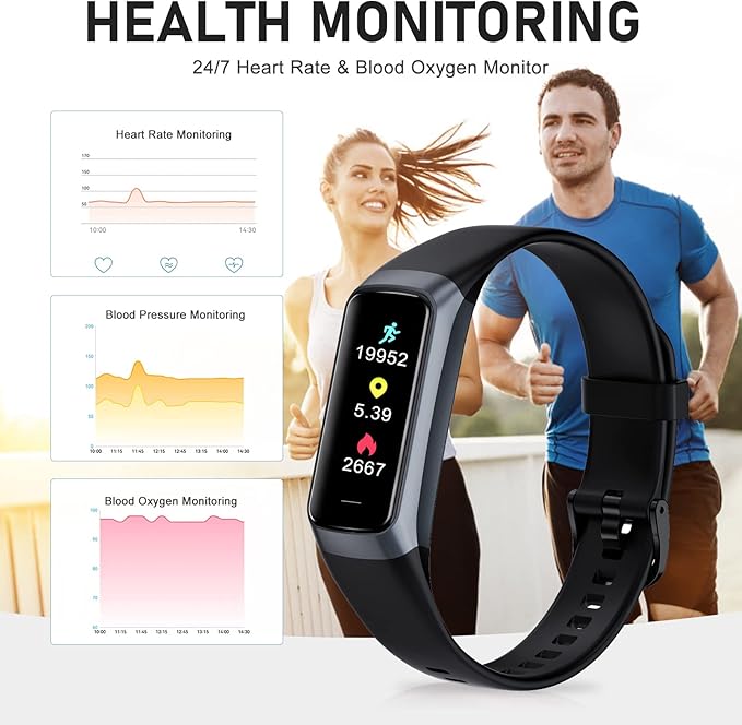 Fitness Tracker, Blood Pressure Watch with 24/7 Heart Rate, 1.10" Step Counter Pedometer Calories Sleep Trackers, Activity Fitness Watch for Women Men