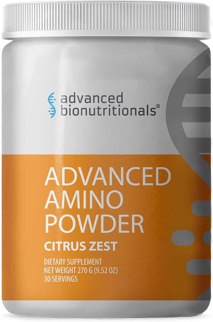 Advanced Bionutritionals – Advanced Amino Powder, Amino Acid Supplement, Build Muscle, Post Workout Recovery, Energy,Non-GMO, Gluten Free, Dairy Free, Vegan (30 Servings) (9.52oz, Citrus Zest)