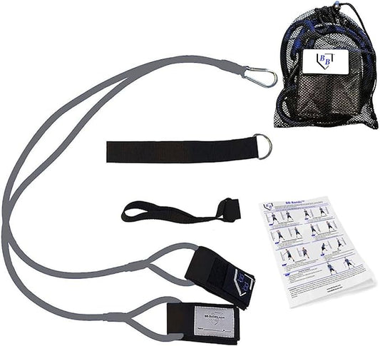 BB Bands Baseball Softball Resistance Training Bands - Arm Strength, Pitching Conditioning Equipment, 3 Strengths (Youth, Adult, Heavy), 7 Colors, Includes Anchor Strap, Door Mount, Bag, Workout Guide