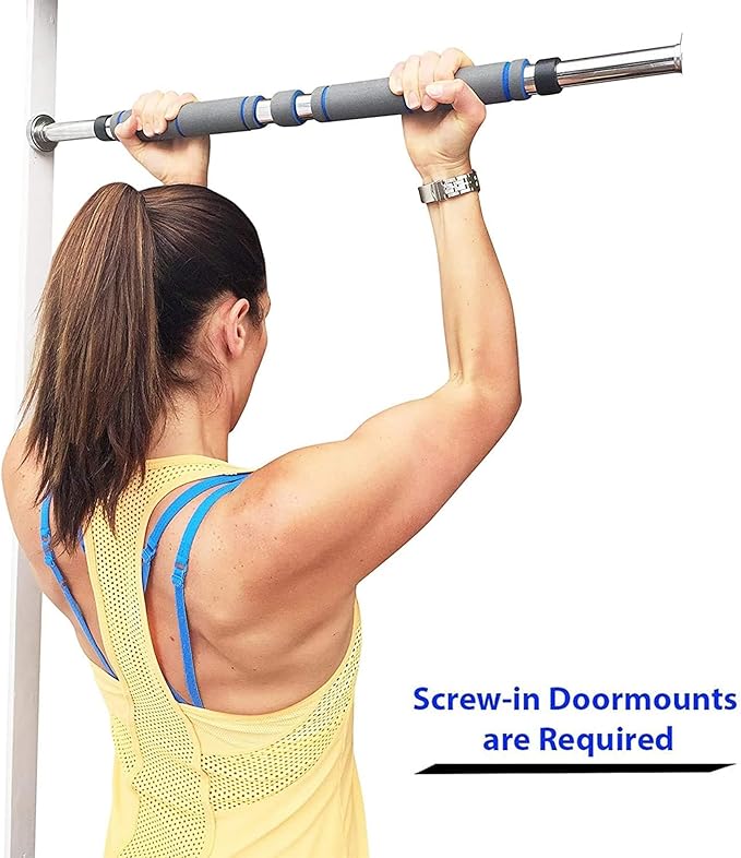 Garren Fitness Maximiza Pull Up Bar for Doorway - 27 to 39 Inches Adjustable Width Pullup Bar/Chin up Bar with 3 Sets of Screw-in Heavy-Duty Door-Mounts