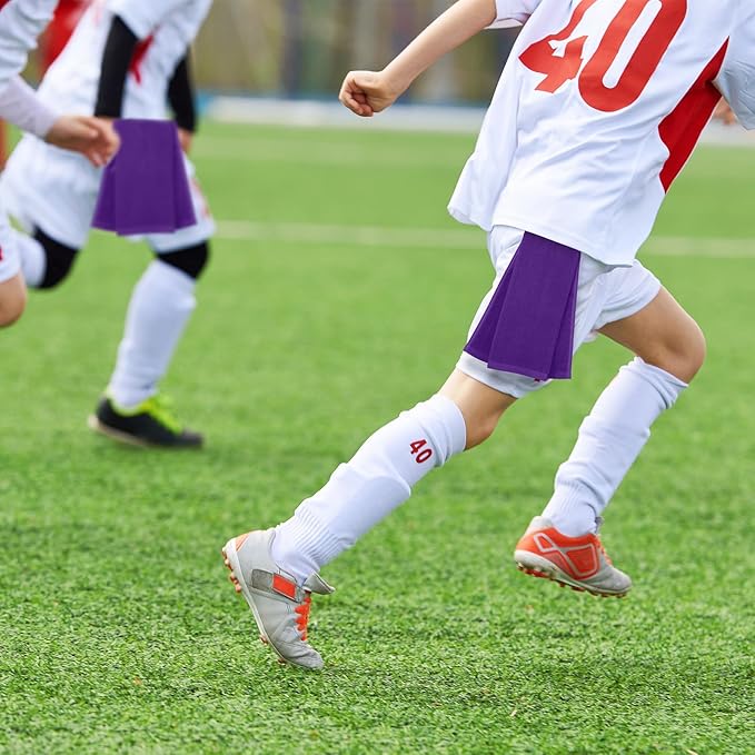 Shimeyao 2 Pcs Cotton Sports Football Towel with Closure Pitching Football Sweat Towel for Sports Gym Men Women Accessories (Purple,Classic)