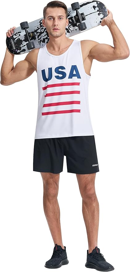 EZRUN Men's Quick Dry Sport Tank Top for Bodybuilding Gym Athletic Jogging Running,Fitness Training Workout Sleeveless Shirts