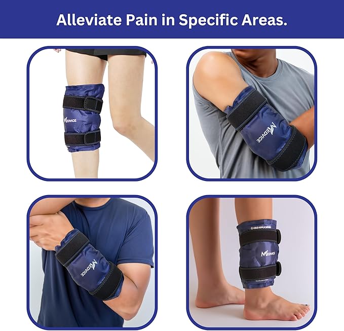 Medvice Ice Pack with Cold Compression for Knee Pain Relief, Swelling, Knee Replacement Surgery, Arthritis, and Injury Recovery, Adjustable Straps, Reusable Gel Ice Wrap for Meniscus Tear and ACL Blue