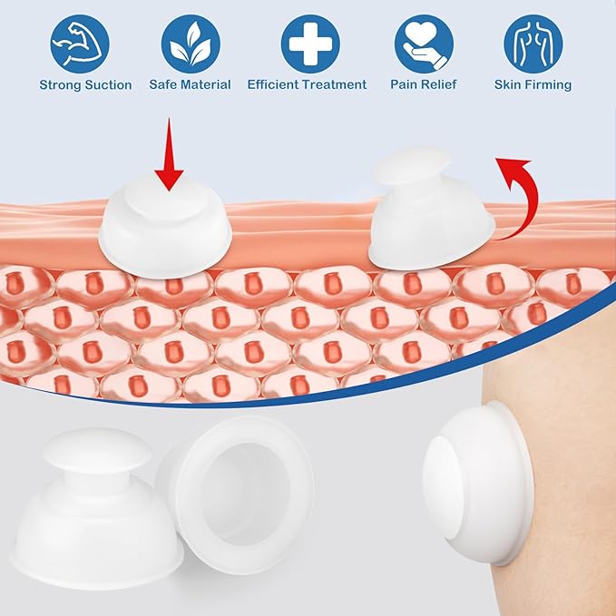 Silicone Cupping Therapy Sets 10pcs,Professional Vacuum Cupping for Myofascial Massage/Joint Pain/Anti Cellulite/Deep Muscle Relief & More (10pcs,White)