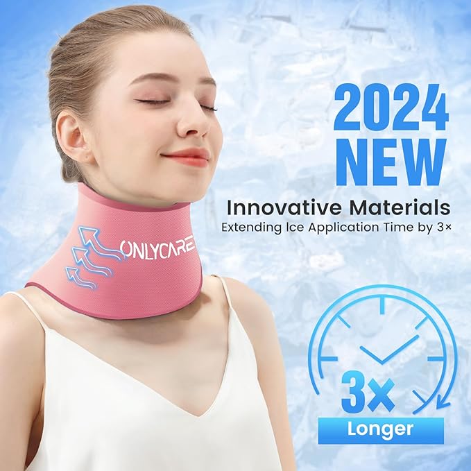 ONLYCARE Neck Ice Pack Wrap Gel - Upgraded Shoulder Ice Packs for Injuries Reusable, Hot and Cold Compress Ice Packs for Neck, Relief of Pain, Swelling, Sprains, Office Pressure