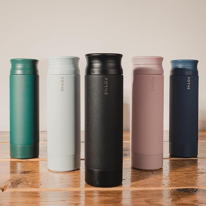 FORME - Blender Shaker Bottle, Leakproof Double Insulated Stainless Steel, Noiseless Shaker Bottle for Hot & Cold Drinks with Supplement Storage, Ideal for Protein & Shakes (Slate Blue, 16.9 ounces)