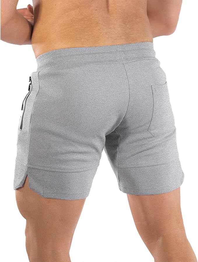 PIDOGYM Men's 5" Gym Workout Shorts,Fitted Jogging Short Pants for Bodybuilding Running Training with Zipper Pockets