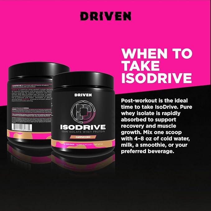 Driven Nutrition ISODRIVE Premium Whey Isolate (1lb, Cappucino)