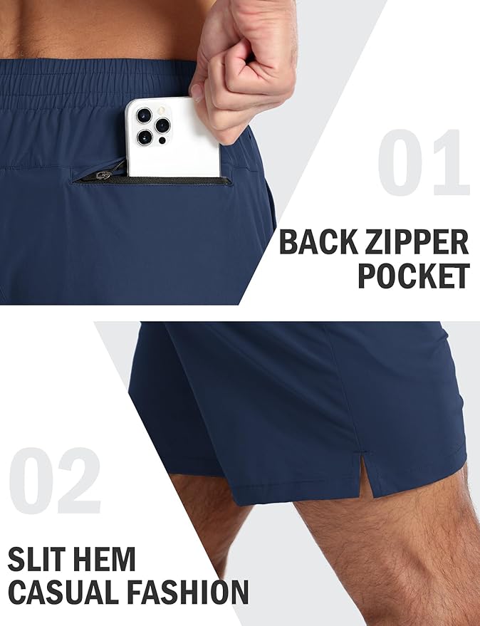 Aolesy Men's 5''/7'' Running Shorts Quick Dry Workout Gym Shorts with Pockets, Tennis Training Athletic(Linerless & Liner)