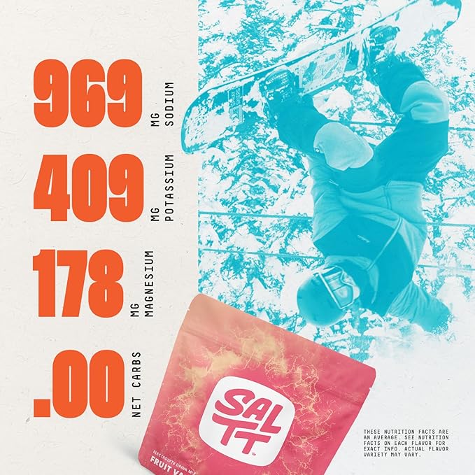 SALTT Electrolytes Powder Packets, Fruit Variety Pack (30 Packets) - Magnesium, Potassium, Sodium, Trace Minerals - Vegan, Sugar Free, Gluten Free - Travel Essentials - Made in USA