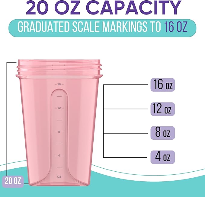 VELOMIX -2 Pack- 20 oz Protein Shaker Bottles for Protein Mixes - 2x Wire Whisk | Leak Proof Shaker Cups for Protein Shakes and Pre Workout | Protein Shaker Bottle Pack (Lavender Glow)